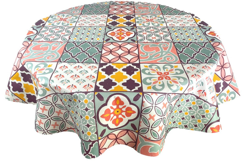 Porto Tiles Multi Vinyl Oilcloth Tablecloth