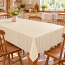 Gingham Check Beige Oilcloth Tablecloth Prestigious  60cm x 132cm Warehouse Clearance