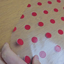 Round Wipe Clean Tablecloth Vinyl PVC 140cm Red Spot on Crystal Clear