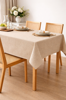 Stamford Linen Look Natural Linen Oilcloth Tablecloth