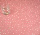 Pink Random Polka Dot  PVC Vinyl Tablecloth 20 Metres Roll