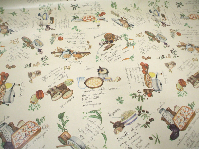 Tuscany Recipe  Multi PVC Vinyl Wipe Clean Tablecloth 100cm x 140cm Warehouse Clearance