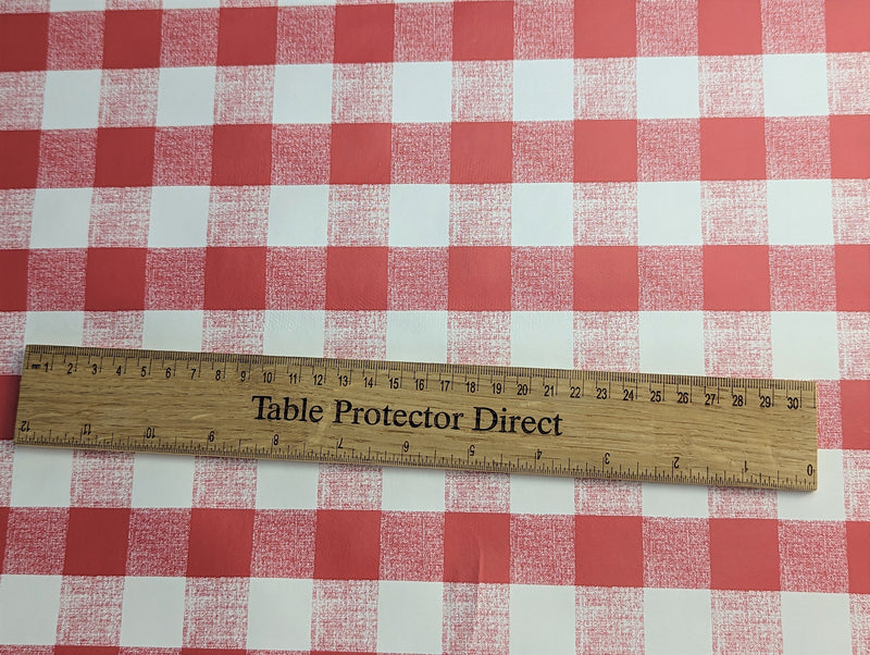 Red and White Classic Gingham Check  PVC Vinyl Tablecloth 20 Metres
