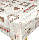 Red Love Hearts on Grey Wood Effect PVC Vinyl Tablecloth 20 Metres x 140cm-Print Fault - Warehouse Clearance