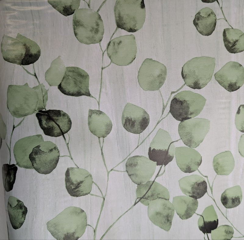 Luna Sage Green Floral Leaves Vinyl Oilcloth Tablecloth