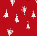 Abstract Christmas Trees on Red Vinyl Oilcloth Tablecloth