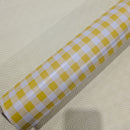 Yellow 12mm Gingham Check Vinyl Tablecloth Roll 20 Metres x 140cm Full Roll