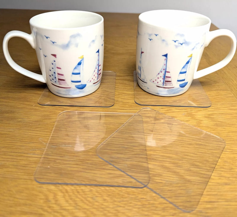 4 Placemats and 4 square coasters 1.5mm Thick Clear PVC Vinyl Tablecloth Protector