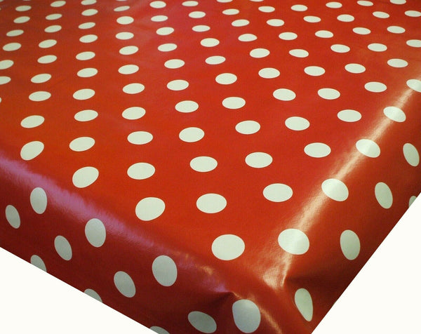 Red & White Smartie Spot Vinyl Oilcloth Tablecloth