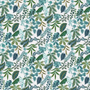 Padded Table Protector with Printed Botanical Teal Leaves Design - Heat Resistant, Durable, Waterproof, Table Cover for Dining, Kitchen, Indoor and Outdoor Use