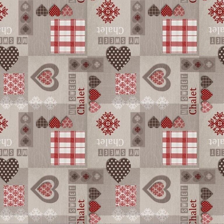Padded Table Protector with Printed My Sweet Chalet Red Design - Heat Resistant, Durable, Waterproof, Table Cover for Dining, Kitchen, Indoor and Outdoor Use
