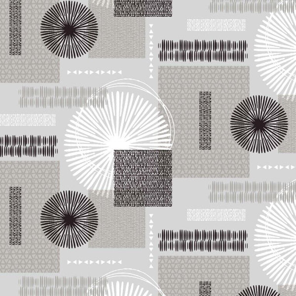 Padded Table Protector with Printed Modern Grey Shapes Design - 140cm Wide, Heat Resistant, Durable, Waterproof, Table Cover for Dining, Kitchen, Indoor and Outdoor Use