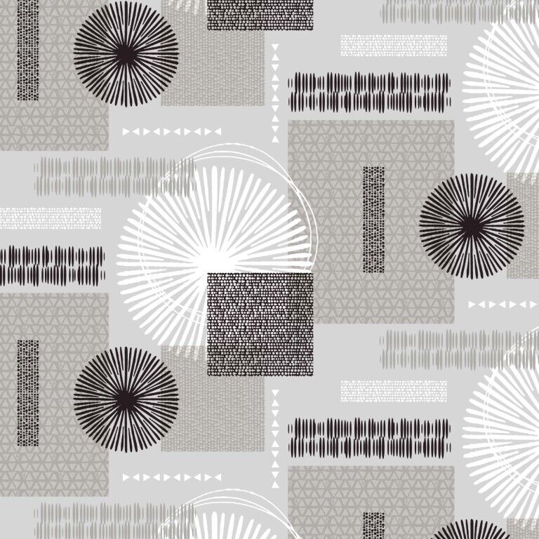 Padded Table Protector with Printed Modern Grey Shapes Design - 140cm Wide, Heat Resistant, Durable, Waterproof, Table Cover for Dining, Kitchen, Indoor and Outdoor Use