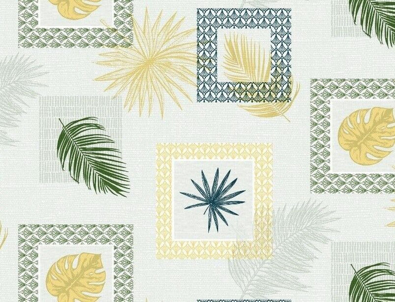 Padded Table Protector with Printed Tropical Leaves Natural Design - Heat Resistant, Durable, Waterproof, Table Cover for Dining, Kitchen, Indoor and Outdoor Use