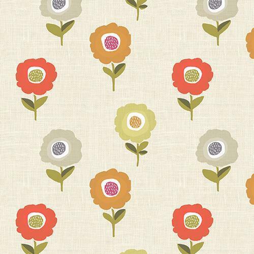 Elsa Scandi Flowers Tutti Fruitti Oilcloth Tablecloth by Fryetts Fabrics