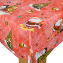 Santa Snowman Red  Wipe Clean Tablecloth Roll | 20m x 140cm | Clearance
