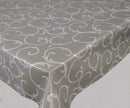 Scroll Pattern Taupe vinyl tablecloth 180cm x 140cm Warehouse Clearance