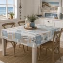 Seaside Escape Duckegg Vinyl Tablecloth Roll 20 Metres x 140cm Full Roll
