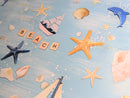 Seaside Beach Fun PVC Vinyl Tablecloth Roll 20 Metres x 140cm Full Roll