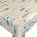Seaside Fish Teal Tex Vinyl Oilcloth Tablecloth