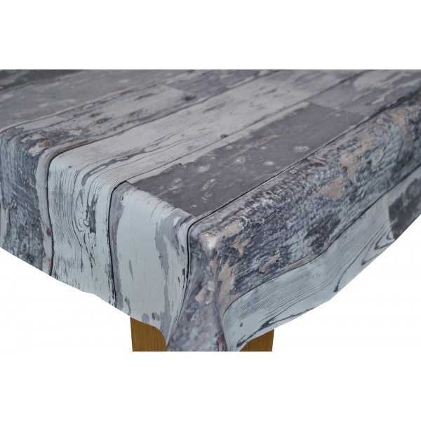 Grey Weathered Wood vinyl tablecloth 120cm x 140cm Warehouse Clearance