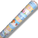 Flower and Heart Stripe Multi  PVC Vinyl Tablecloth Roll 20 Metres x 140cm Full Roll