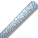 Sky Blue Daisy PVC Vinyl Tablecloth Roll 20 Metres x 140cm Full Roll
