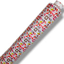 Retro Flower Red Multi PVC Vinyl Tablecloth Roll 20 Metres x 140cm Full Roll
