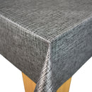 Black and Silver Modern Linen Look Vinyl Oilcloth Tablecloth