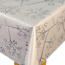 Silver Tree Branches on Grey Vinyl Oilcloth Tablecloth