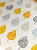 Fryetts Skara Leaves Ochre Multi Cotton Oilcloth Tablecloth