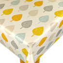 Fryetts Skara Leaves Ochre Multi Cotton Oilcloth Tablecloth