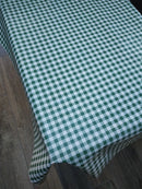 Moss Green Small Gingham Check PVC Vinyl Tablecloth 1.7 Metres x 140cm