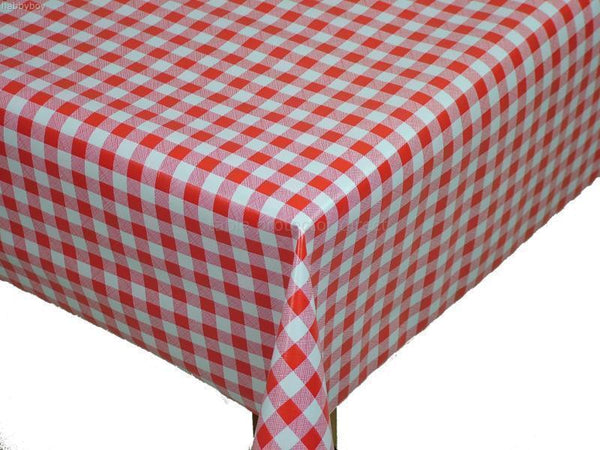 Red Gingham Small Check Vinyl Oilcloth Tablecloth