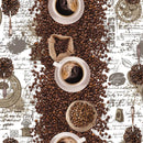 Spill Coffee Beans White PVC Vinyl Wipe Clean Tablecloth  110cm x 140cm Warehouse Clearance