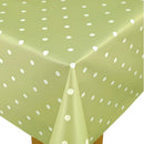 Sage Green Polka Dot Vinyl Tablecloth 140cm x 20 Metres