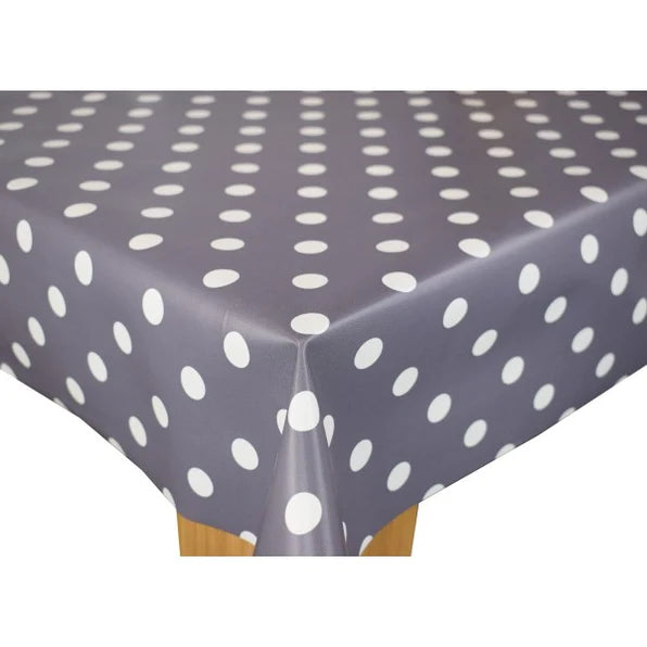 Slate Grey Spot PVC Vinyl Tablecloth 20 Metres