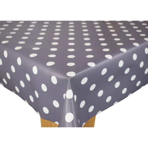 Slate Grey Spot  PVC Vinyl Tablecloth Roll 20 Metres x 140cm