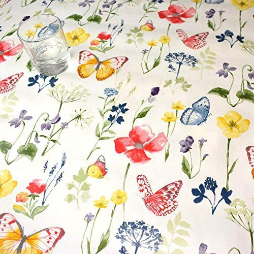 Spring Butterfly Meadow Bright vinyl tablecloth 140cm x 200cm -Warehouse Clearance