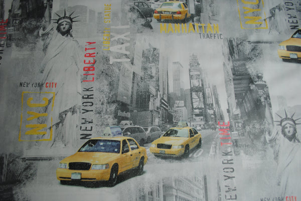 Statue of Liberty New York Yellow PVC Vinyl Tablecloth 20 Metres Roll - Warehouse Clearance