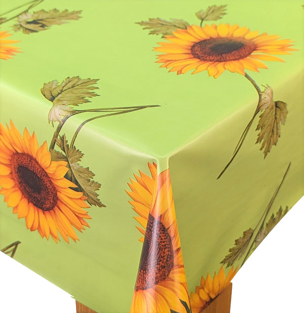 Sunflowers on Green 153cm wide PVC Vinyl Tablecloth