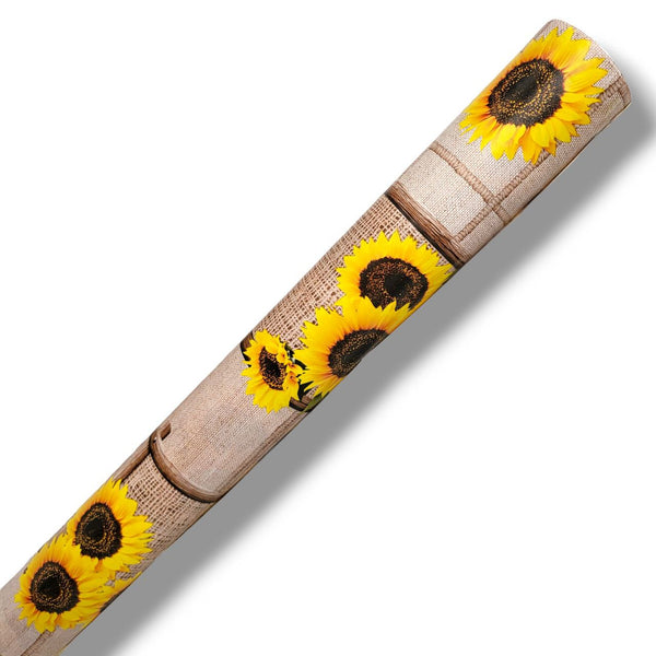 Sunflower on Hessian Effect PVC Tablecloth 20 Metres Roll