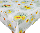 Sunflowers on Hessian Green Wood Design Vinyl Oilcloth Tablecloth