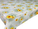 Sunflowers on Hessian Green Wood Design Vinyl Oilcloth Tablecloth