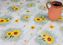 Sunflowers on Hessian Green Wood Design Vinyl Oilcloth Tablecloth
