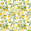 Sunny Lemons and Blossom Vinyl Oilcloth Tablecloth