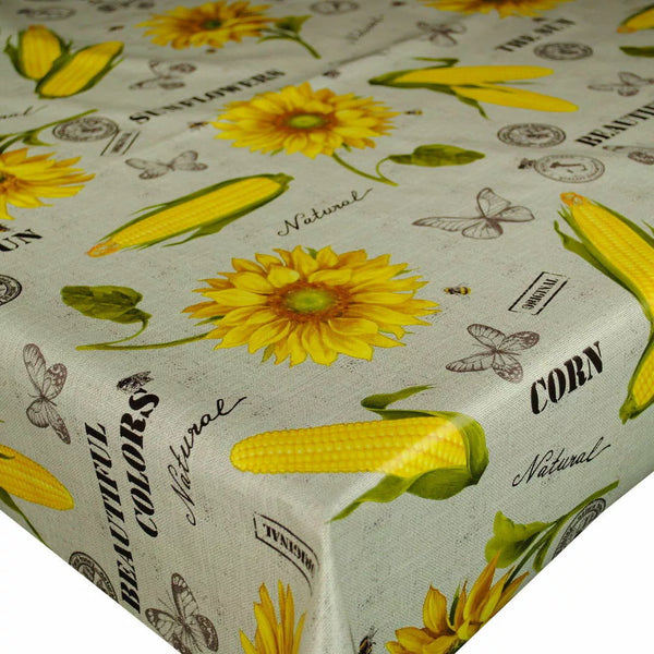 Sunflower Sweetcorn PVC Vinyl Wipe Clean Tablecloth  160cm x 140cm Warehouse Clearance