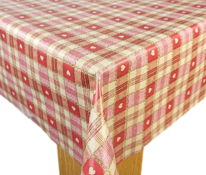 Extra Wide Wider Width 160cm Round Wipe Clean Tablecloth Vinyl PVC Sweetheart Red Check