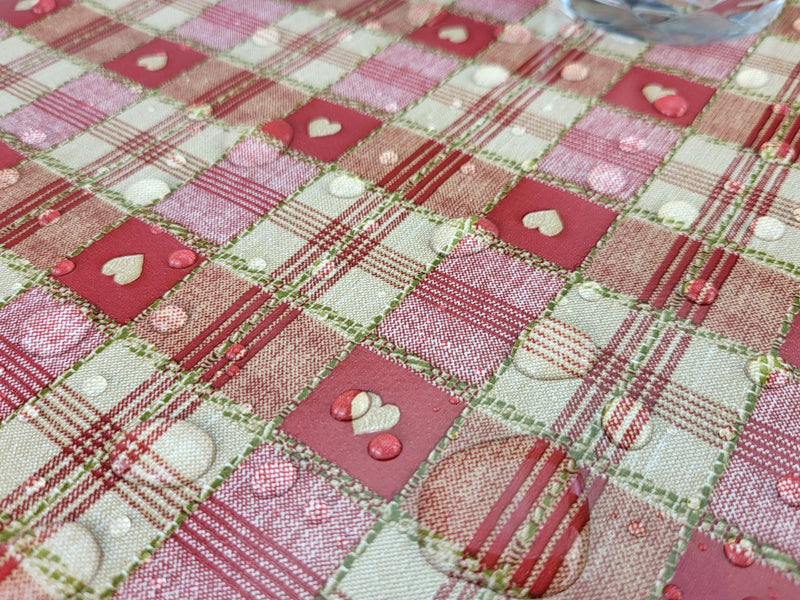 Sweetheart Check Red Wider Width PVC Vinyl Oilcloth Tablecloth 160cm wide
