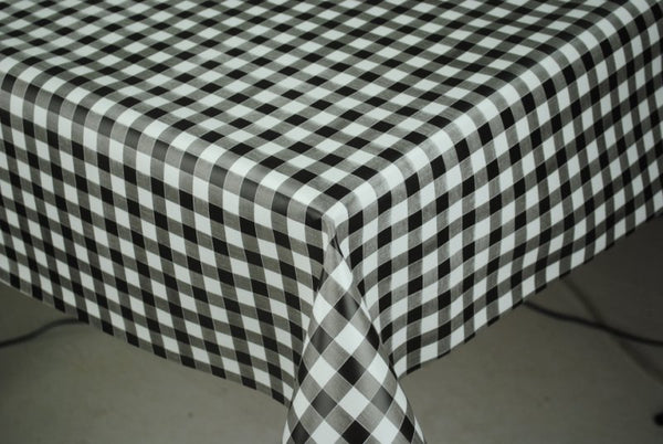 Black Gingham Small PVC Vinyl Wipe Clean Tablecloth  100cm x 140cm Warehouse Clearance